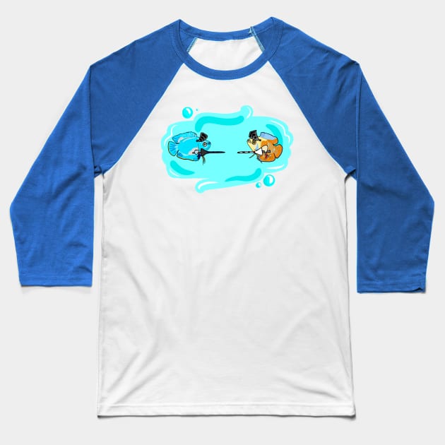 Jousting Fish Baseball T-Shirt by OceanicBrouhaha